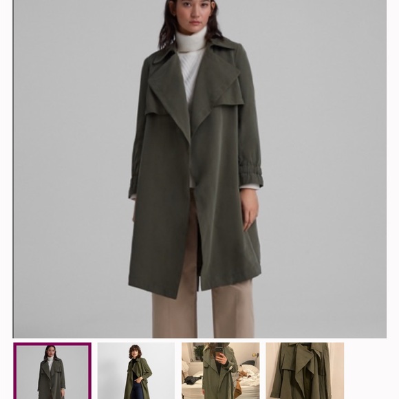 NWOT Club Monaco Olive Soft Trench Coat size XS - Picture 11 of 14